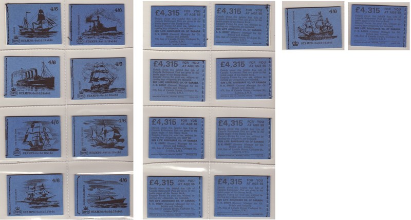 UK Royal Mail 9 diff QEII 4 shilling 6 pence stitched booklets from the 1960s