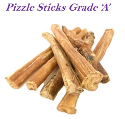 STEP INTO PETS WORLD Beef Bull Pizzle Sticks Grade 'A' 100% Natural Chew Dog Treat approx 14cm long