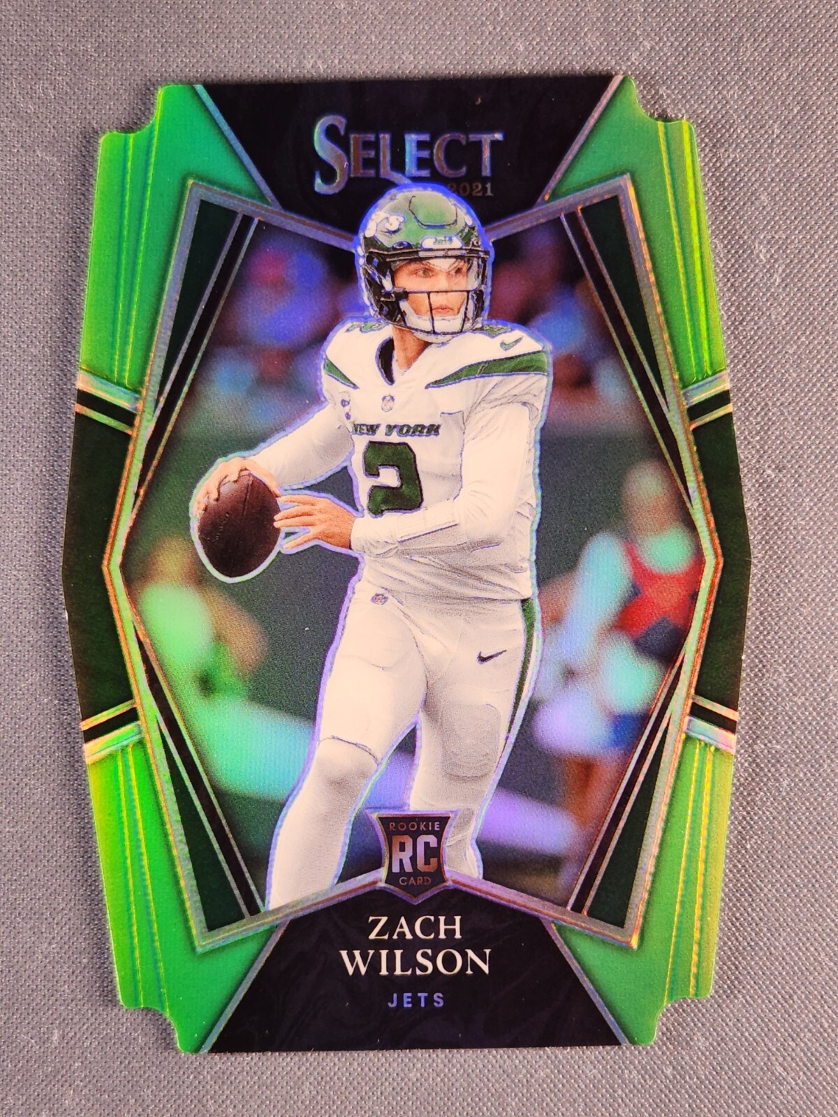 2021 Select #144 Zach Wilson Premier Level Die Cut Neon Green Prizm #316!/349 RC