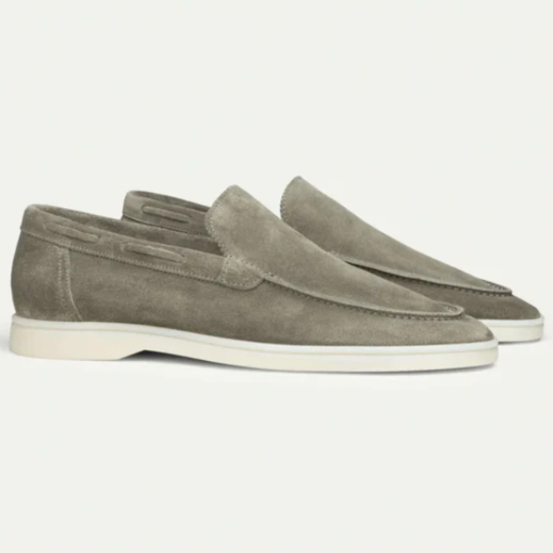 Loafers Spring and Autumn Suede Leather Flat Genuine Leather Men Walking Shoes Casual Shoes