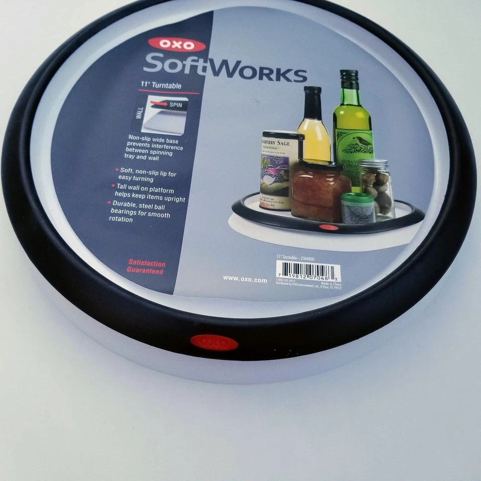 "Tocadiscos OXO SOFTWORKS 11"" Lazy Susan Blanco Negro Silencioso Fácil Giro NUEVO Foto 3 de 3