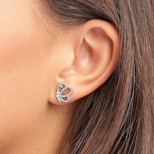 New Genuine Pandora Sparkling Openwork Butterfly Outlines Stud Earrings 297912CZ - Picture 7 of 10