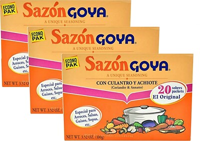 Goya Sazon Seasoning Coriander & Annatto, 20 Packets (Pack of 3)