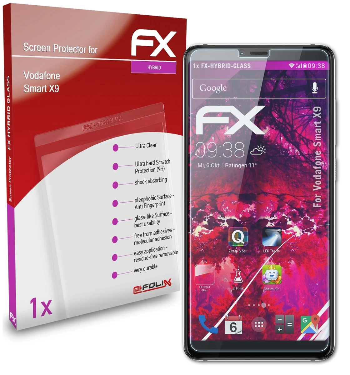 REY Pack 3X Vetro Temperato Per VODAFONE Smart E8 - Protezione Schermo 9H+ Con Rivestimento Oleofobico - 2