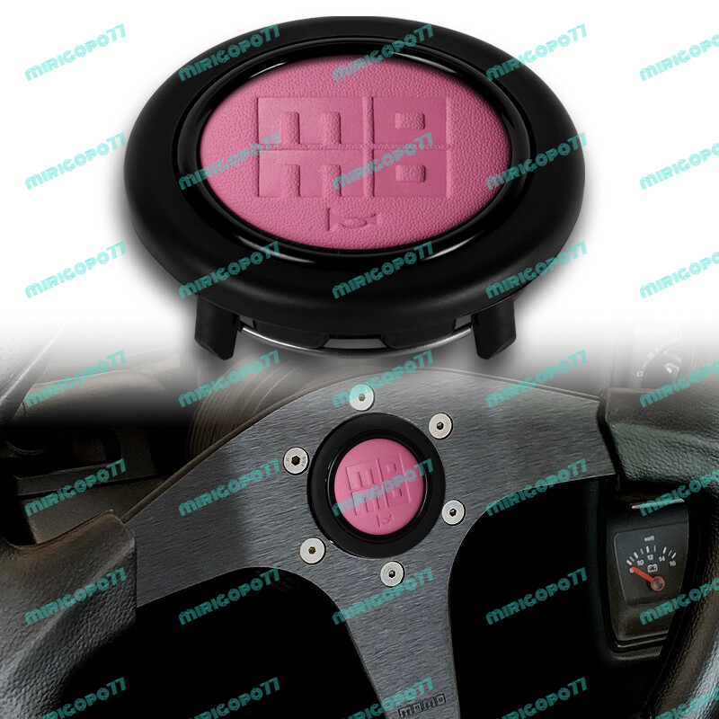 JDM Pink Steering Wheel Horn Button Heritage Leather Embossed Hand