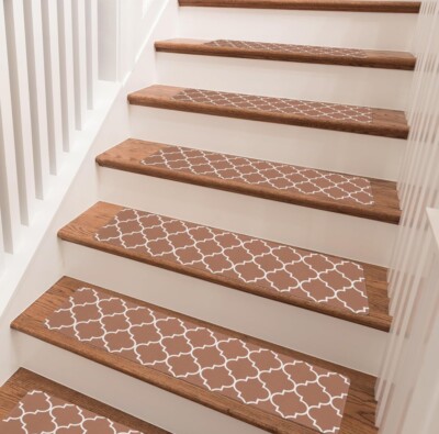 x4 - Rubber Stair Treads 8'' x 30'' Non-Slip Stair Runners Carpet for Wooden Steps