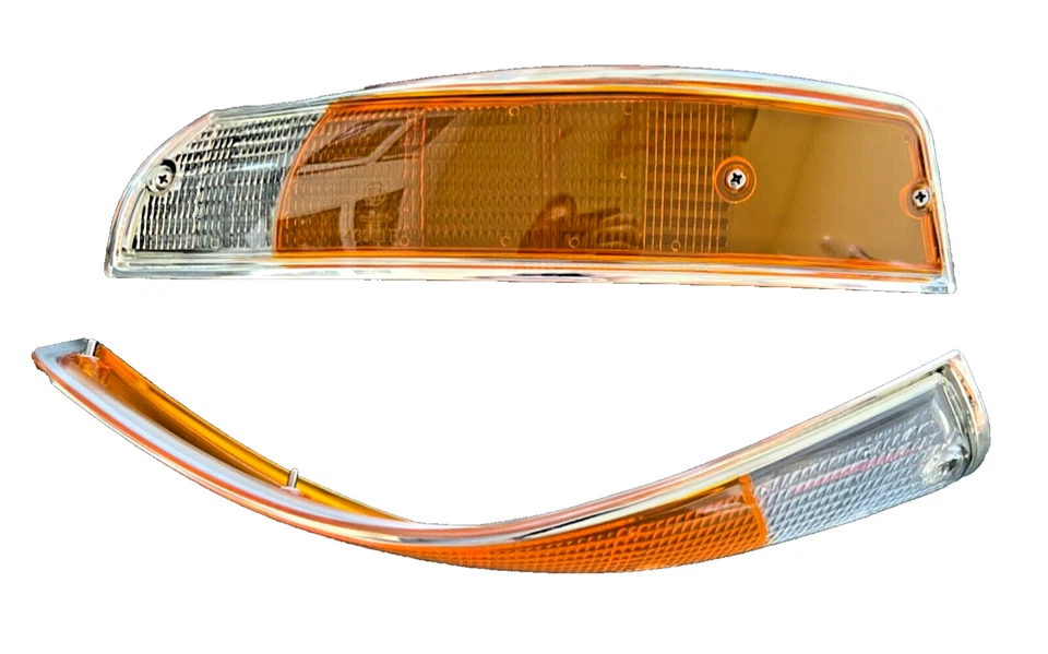 Par de lentes de luz de giro delantera Porsche 911 912 69-73 euros - moldura plateada Foto 3 de 4