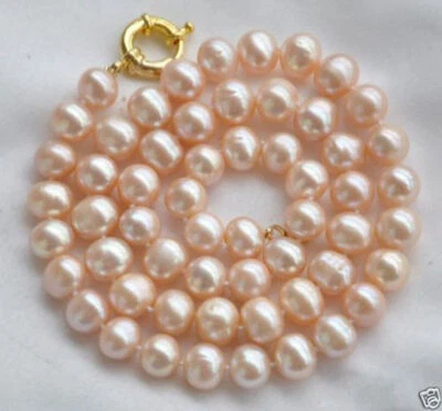 Echtes 8-9mm Natürliche Rosa Süßwasser Perle Halskette 18" - Bild 1 von 4