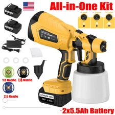High Pressure Cordless Electric Paint Sprayer Airless HVLP Spray Gun +2 Battery