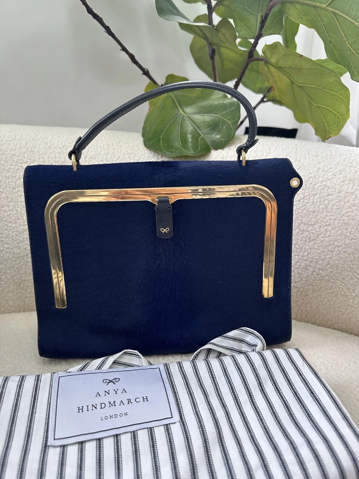 LL1 ANYA HINDMARCH BLUE CALF HAIR BOX HANDBAG   SUPERB!