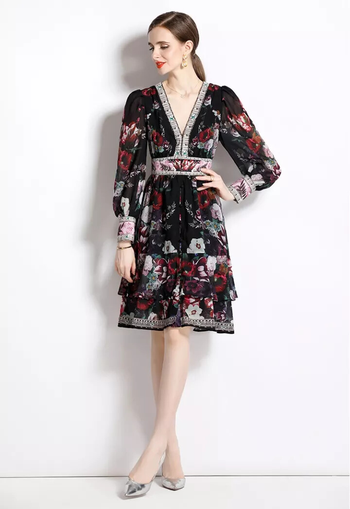 Kleid Frau Kurz Satin Schwarz Bunt Weich Hülle Gipsy 62906 | eBay