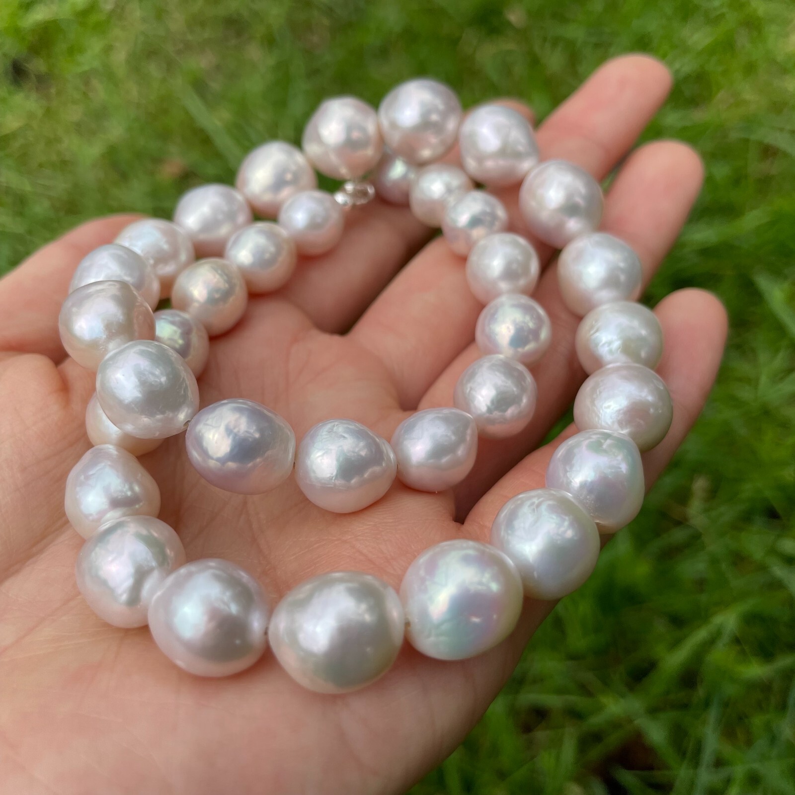 Collier perles de culture blanches naturelles eau douce argent 45cm bijoux femme 1685