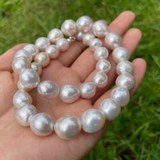 collier argent en perles de culture blanches naturelles d'eau douce 45CM 1685