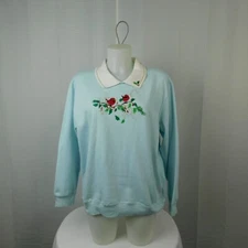 90s Granny Core Studded Cardinal Embroidered Grandma Sweatshirt Large #1744