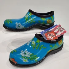 Sloggers Womens Size 6 Clogs Multicolor Blue Floral Slip On Shoes Waterproof USA