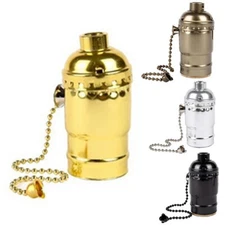 1/2/4PC Pull Chain Light Bulb Lamp Socket Replacement Switch E27 E26 250W`