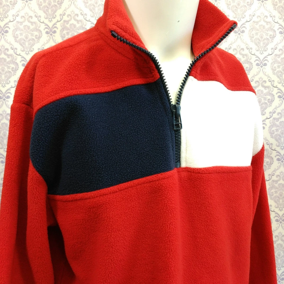 Tommy Hilfiger Vintage Fleece Jacket Pullover Red Flag 90s Tommy