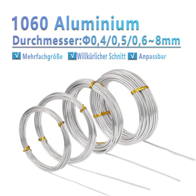 Aluminiumdraht/Aludraht Φ0,4/0,5/0,6~8mm Basteldraht Modellierdraht Schmuckdraht