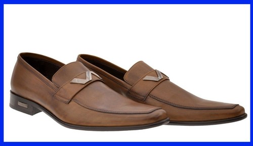 VERSACE BROWN LEATHER SHOES LOAFERS 40 