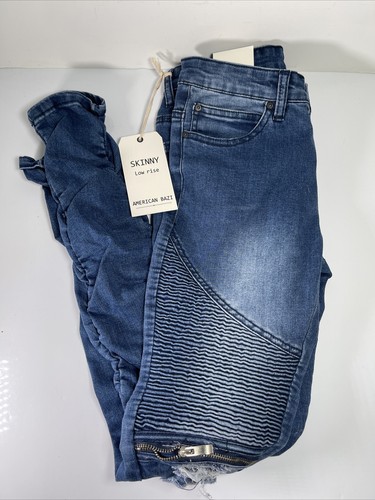 American Bazi Skinny Low Rise Denim Blue Jeans Cotton Stretch Gr. 3 RJL-462 Neu mit Etikett