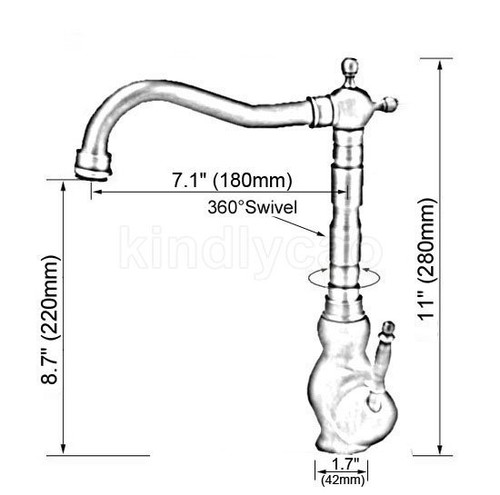 Antique Brass Swivel Spout Bathroom Basin Faucet Vanity Sink Mixer Tap - Picture 3 of 6