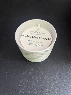Set Of 2 Cypress & Pine Soy 11oz Candles, Ceramic, Hearth & Hand W/Magnolia NEW