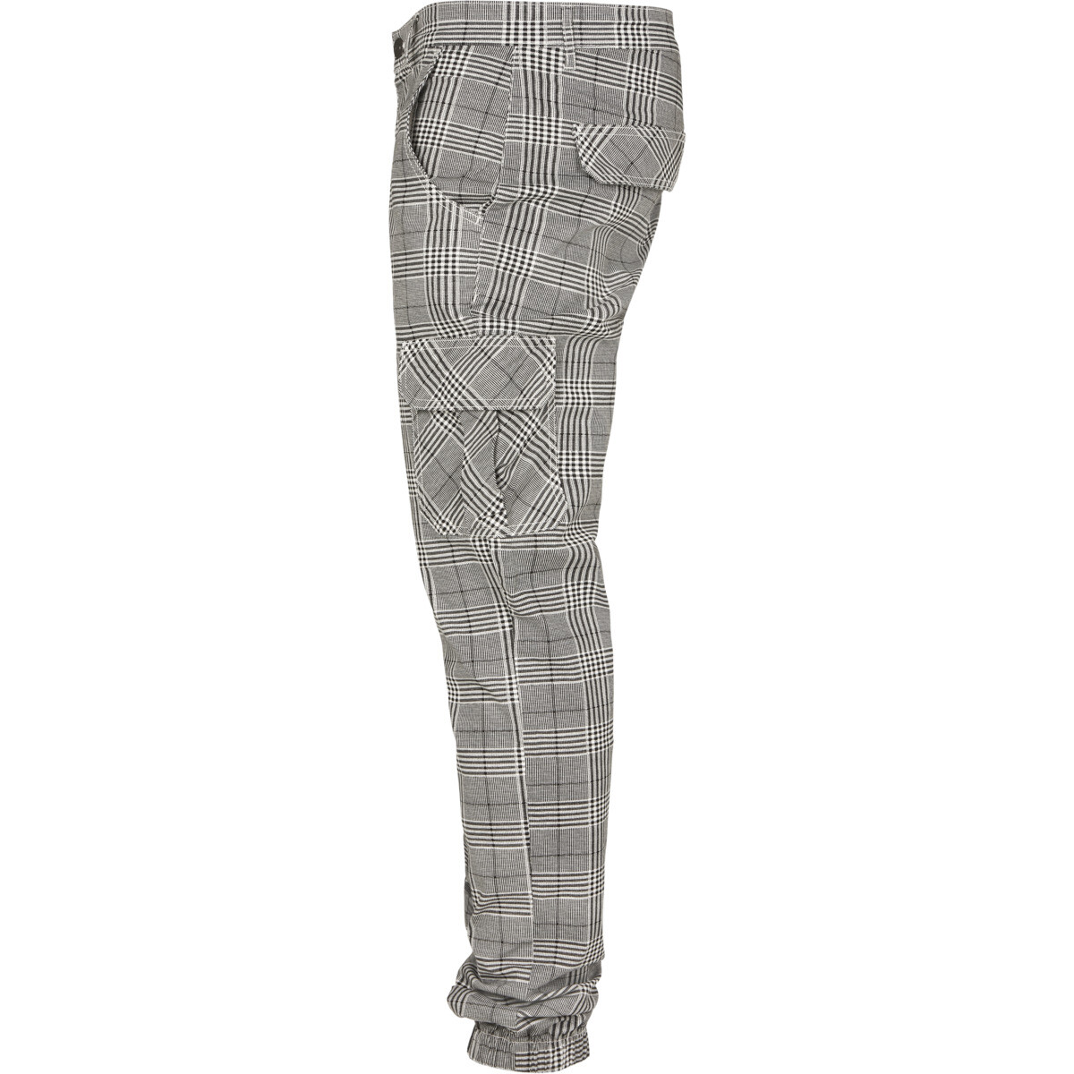Urban Classics Herren Cargo Jogginghose – Glencheck Druck, Mid-Rise, Elastische Bündchen, Mit Cargotaschen