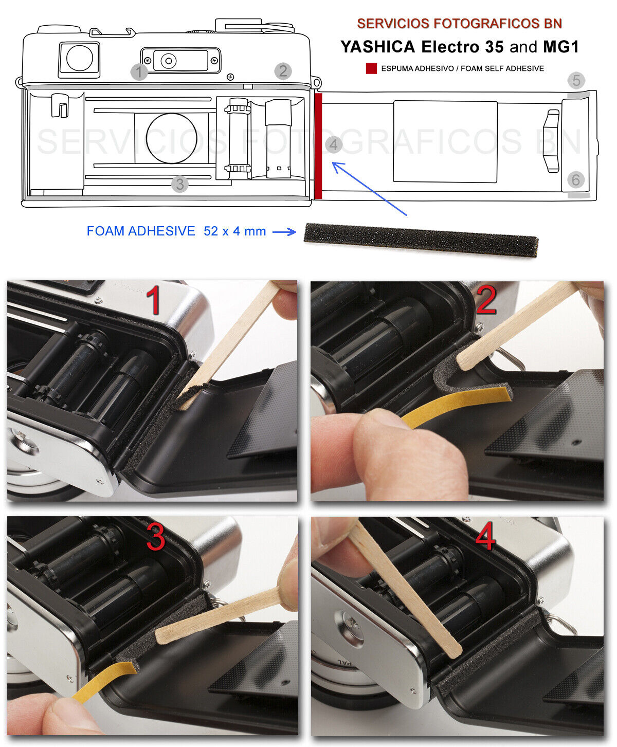 ADAPTER + BATTERY + KIT: for Yashica Electro 35, GL, G, GS, GSN, GTN,GT, MG1, AX