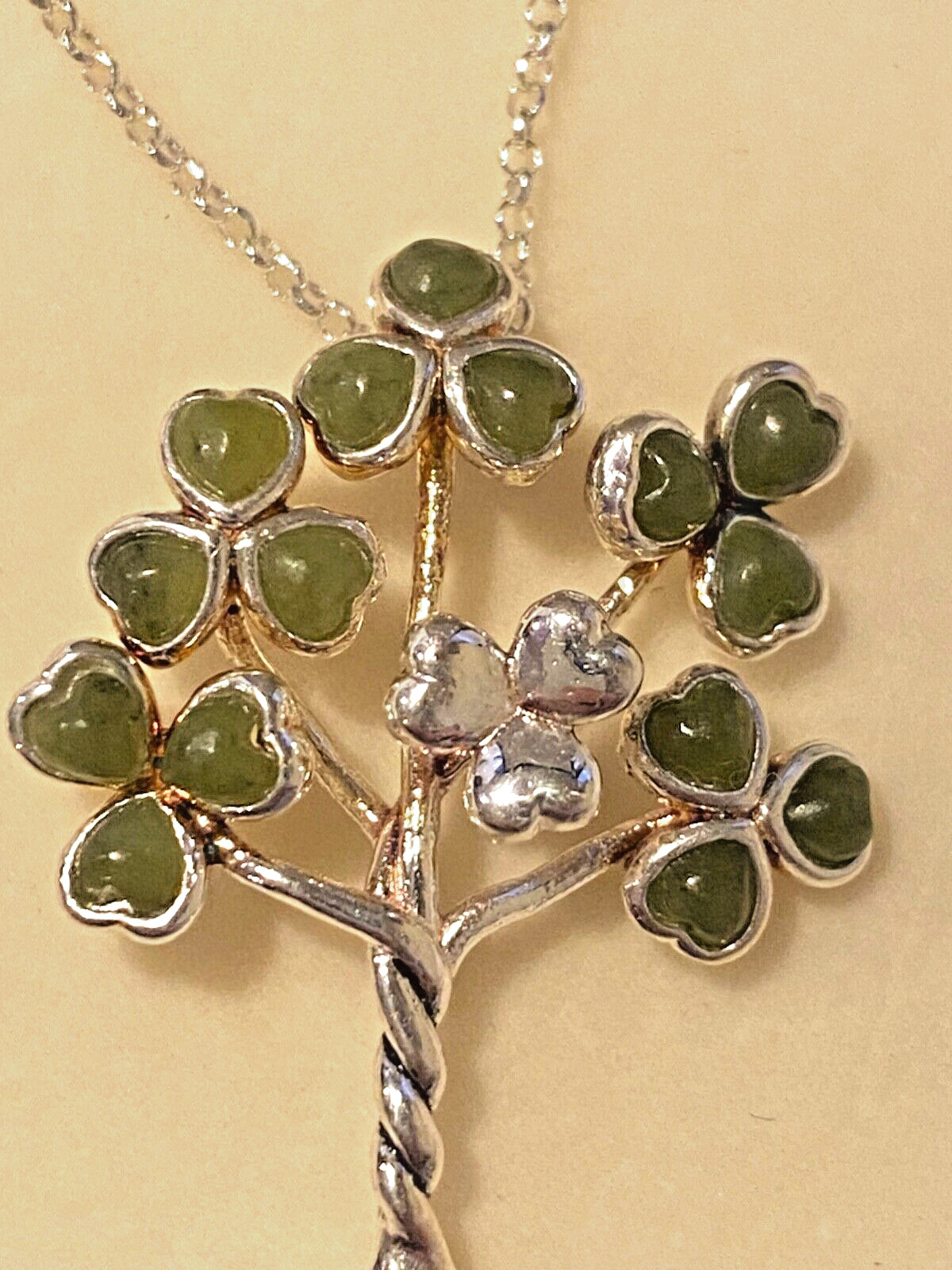 Sterling Silver Tree with Connemara Marble 3 Leaf Clovers J.C. Walsh & Sons NEW