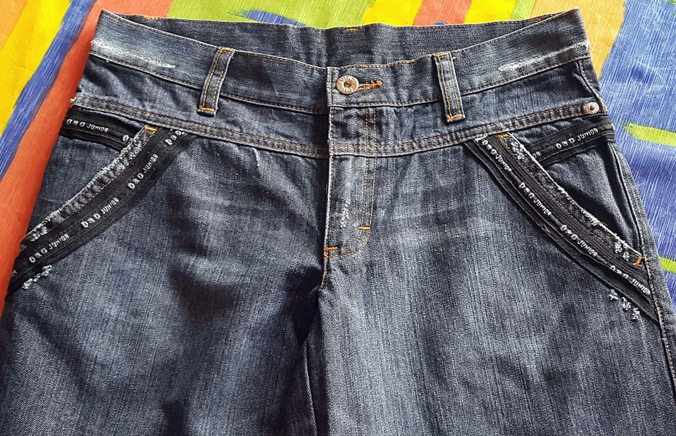ITALIA-DE COLECCIÓN AUTÉNTICO DOLCE & GABBANA JUNIOR LOGO AZUL NIÑAS JEANS TALLA: US 14 Foto 4 de 4