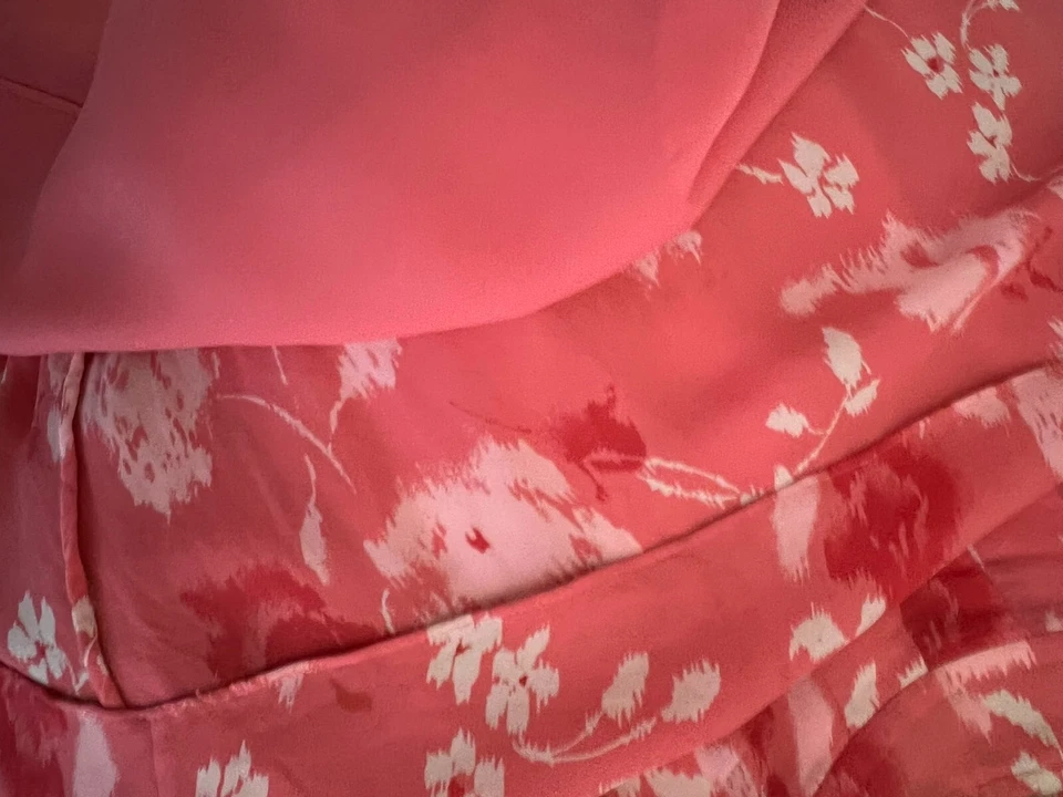 Falda Kate Hill Rosa/Coral Floral 100% Seda (PRE-AMADA) Talla 18 Foto 4 de 4