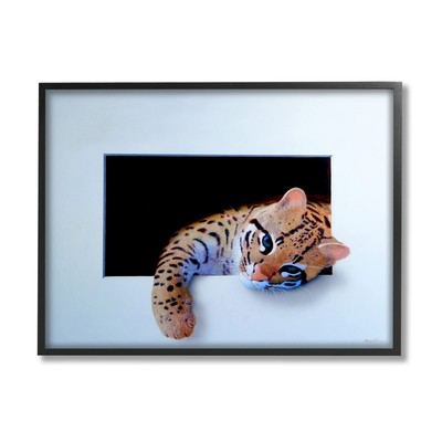 Baby Ocelot Cat Relaxing Paw Dark Mysterious Space, Design by Alan Weston