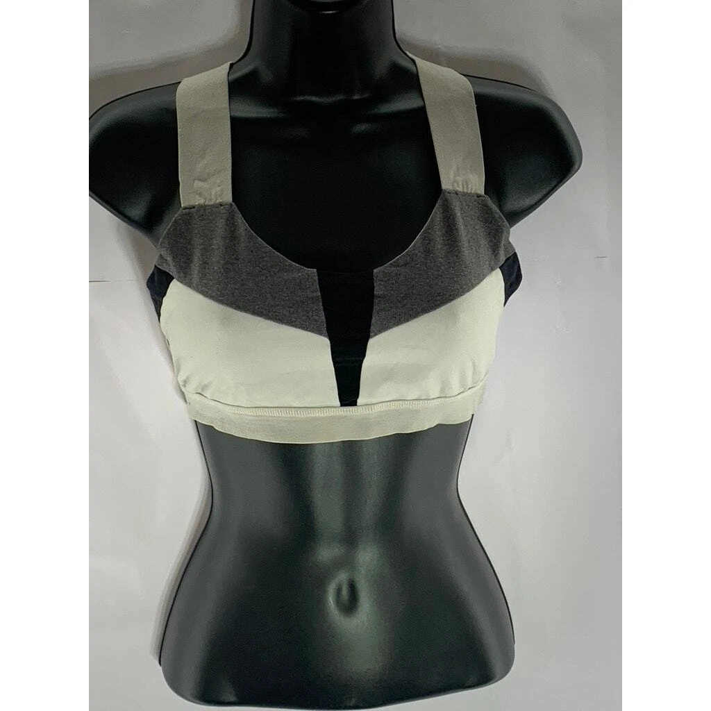alo-yoga colorblock scoop-neck elastic cross strap sport tank-bra