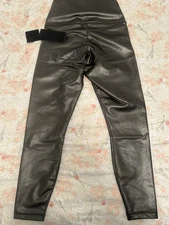 90 Degree by Reflex Super Hi Rise Leatherette Leggings Women's Sz M Gunmetal