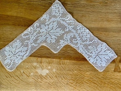 Antique Edwardian Filet Crochet Collar Bib | Handmade Cotton Lace Collar | 1900s