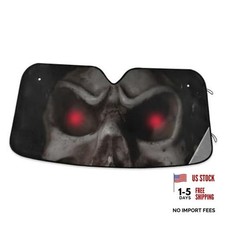 Skull Red Eyes Black Car Windshield Sun Shade Foldable UV 53x23.5 Inch Multi 2