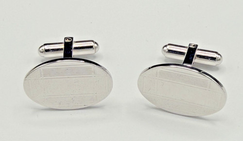 WEH Walter E Hayward Engraveable Oval Cufflinks Sterling Silver NOS 10.5g