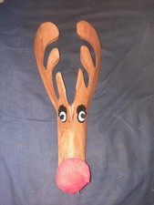 Vintage MCM - Wooden Christmas Reigndeer Wall Hanging R726
