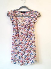 F&F, multicoloured floral, blouse, UK 12, tea top ruffle