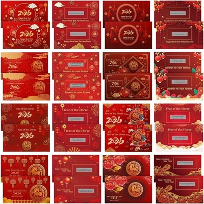 96 Pcs Chinese New Year Scratch off Fortune Cards 2026 Year of the Horse Party S