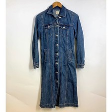 Gap 1969 Womens Denim Maxi Shirt Dress Long Sleeve Button Front Medium Wash