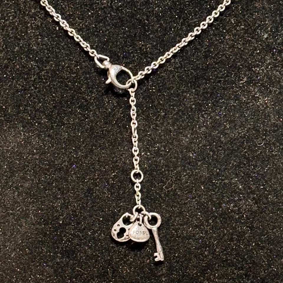 FOSSIL Collar Plata Cadena Cable Imitación Turquesa Colgante Abeja Filagrana Foto 4 de 4