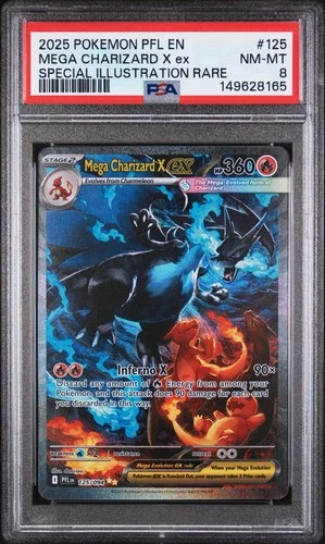 Pokémon TCG Mega Charizard X ex 125/094 Phantasmal Flames PSA 8 Holo SIR EX