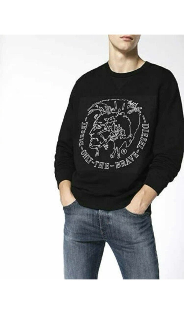 Diesel Vintage Mens Big Logo Punk Crew Neck Sweatshirt Size M