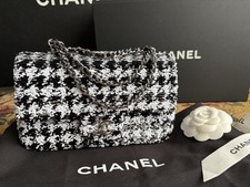 Rare 24A CHANEL CC Sequins Classic Evening Houndstooth Small Flap Bag! 