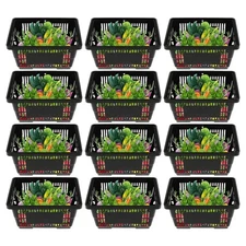 12pcs Mesh Shopping Baskets with Handles PP Shopping Basket Portable 21 L Large