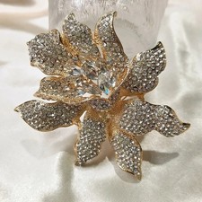 Unique Vintage Style Flower Leaf Rhinestone Crystal Pendant Brooch Pin Gift