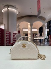 Chanel 23K Crinkled Calfskin White Chain Top Handle Bag Shoulder Crossbody
