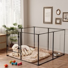 Bingopaw Large Pet Playpen Transparent Acrylic Clear Dog Fence Kennel with Latch