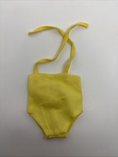 Vintage Barbie Bathing Suit Yellow With Snap And Shoulder Ties